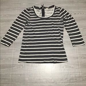 .J Crew gray striped tee w back zipper. Small